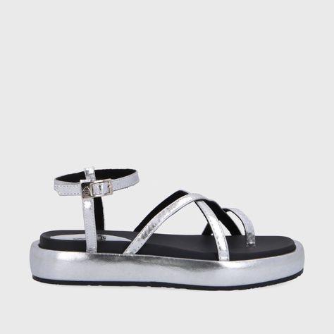 Sandalia Plana Plateada Mujer 35210 Gotta-0