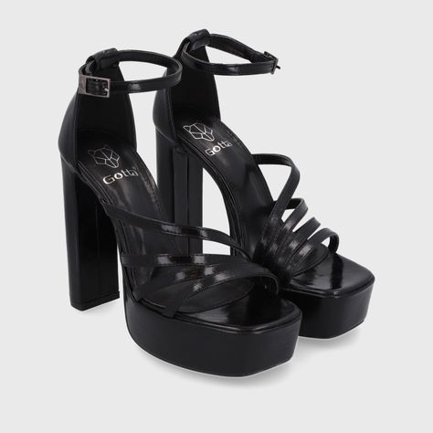 Sandalia Taco Charol Negra Mujer 35102 Gotta-2