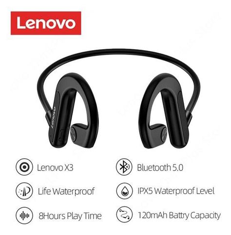 Lenovo X3 Black Conduccion Osea Audifonos Bluetooth-3
