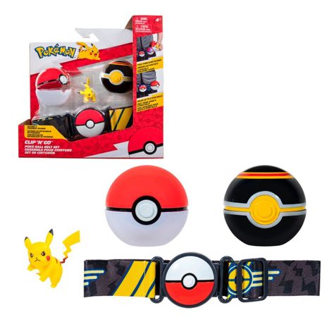 Cinturon Entrenador: 2 Pokebolas Y Figura Pokemon - Poke Ball - Luxury Ball & Pikachu #4-0