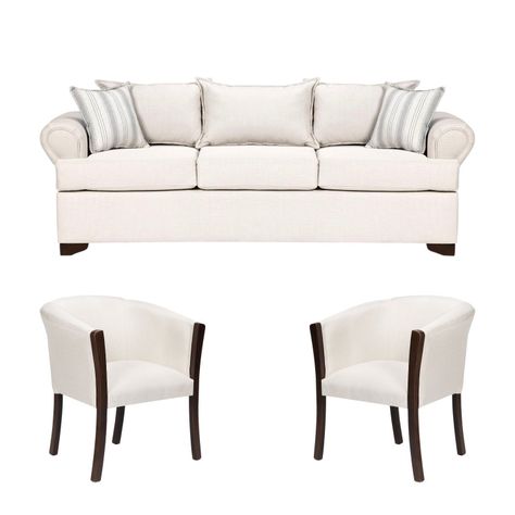 Juego de Living Pastora blanco 311 sofa resortes + 2 sitiales madera-0