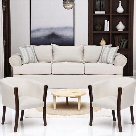Juego de Living Pastora blanco 311 sofa resortes + 2 sitiales madera-1