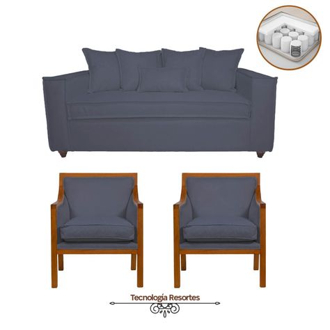 Living 311 Baco Gris Azul Resorte Pocket-1