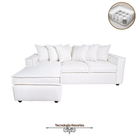 Sofá Intercambiable 5 Cuerpos Baco Blanco Hueso Resorte Pocket     -1