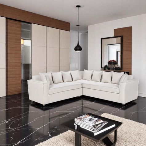 Seccional Emilia blanco  con Resortes pocket full comfort-1