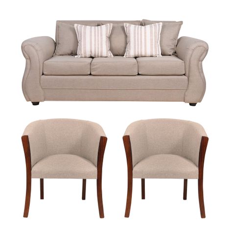 Living  311 Facundo , beige tipo lino sofa mas sitial home -0