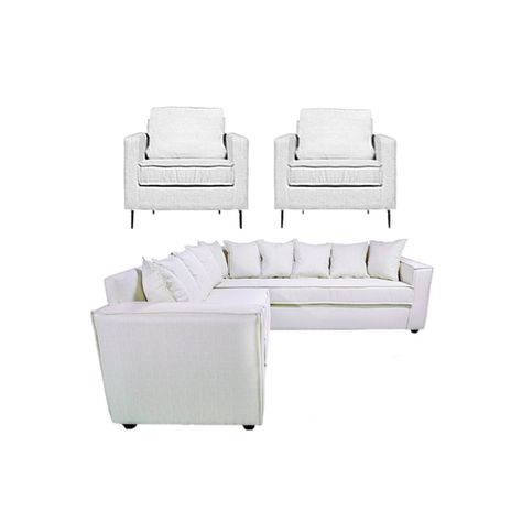 Living 311 Baco seccional mas 2 poltronas color crudo resortes pocket  -0