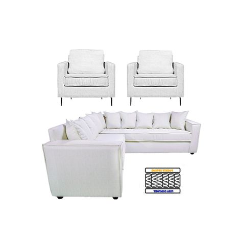 Living 311 Baco seccional mas 2 poltronas color crudo resortes pocket  -1