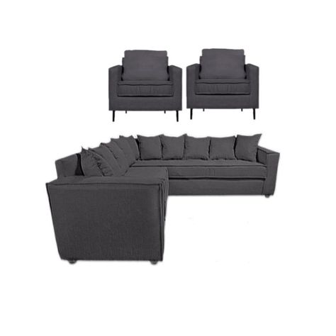 Living 311 Baco seccional mas 2 poltronas color marengo resortes pocket  -0