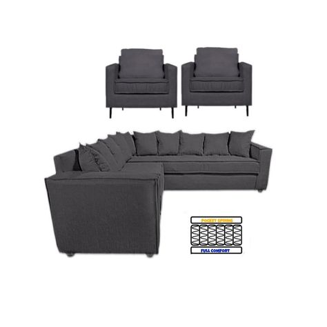 Living 311 Baco seccional mas 2 poltronas color marengo resortes pocket  -1