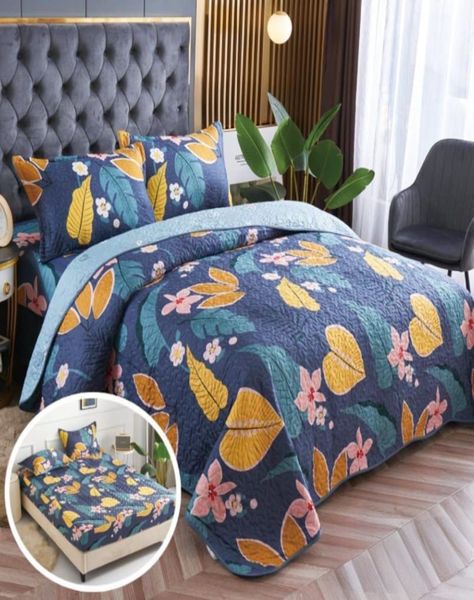 CUBRECAMA QUILT 5 PIEZAS CON JUEGO DE SÁBANAS T01-2