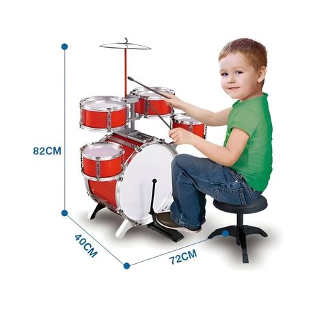 Batería Musical De Juguete 6 piezas 82cm Rojo 27n5-1
