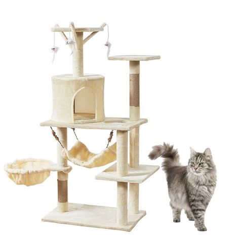 Torre Castillo y Rascador Para Gatos Interactivo -0