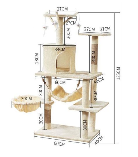 Torre Castillo y Rascador Para Gatos Interactivo -2