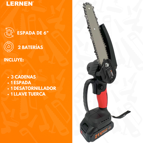 Motosierra Podadora Eléctrica 6 Pulgadas + 2 Baterías-1
