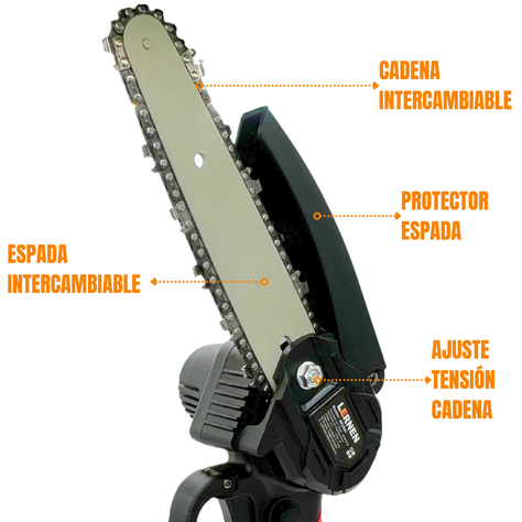 Motosierra Podadora Eléctrica 6 Pulgadas + 2 Baterías-3