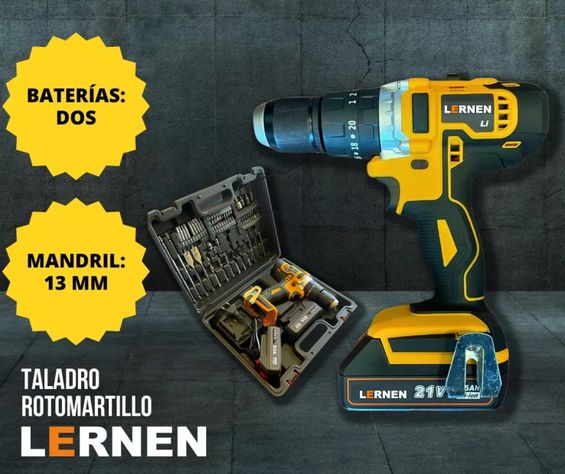 Taladro Inalámbrico Percutor Pro + 2 Baterías 13 Mm-1