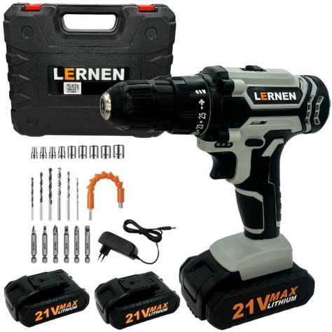 Kit Taladro Destornillador Inalámbrico 21v + 2 Baterías-0