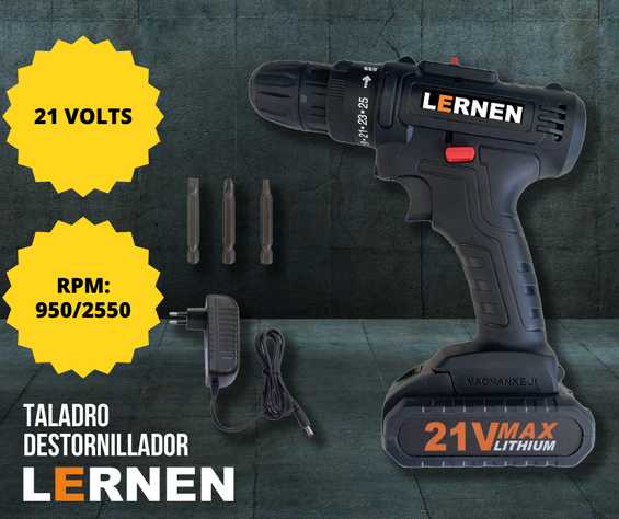 Taladro Destornillador Inalámbrico 21v Con Brocas-1