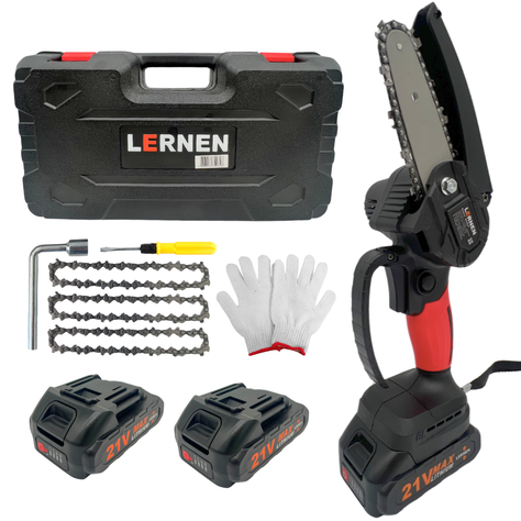 Pack Motosierra Podadora 4 Pulgadas 2 Baterías + Set De 150 Herramientas-1