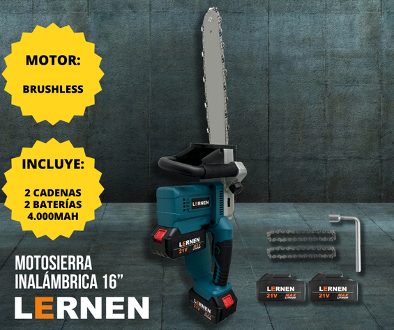 Motosierra Podadora Eléctrica 16 Pulgadas + 2 Baterías-3