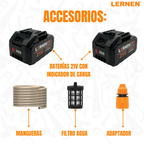 Hidrolavadora Inalámbrica PRO Lernen + 2 baterías + Accesorios-1