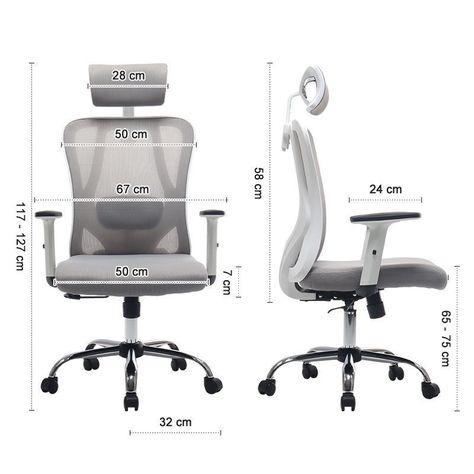 Silla De Oficina Ejecutiva Pro Con Apoya Brazos Ajustables Gris-4