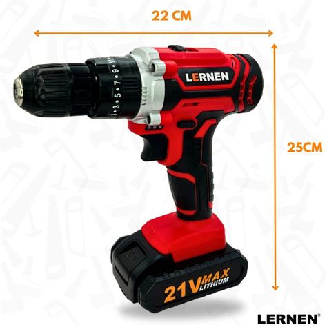 Taladro Percutor Destornillador Inalámbrico 21v + 2 Baterías-2