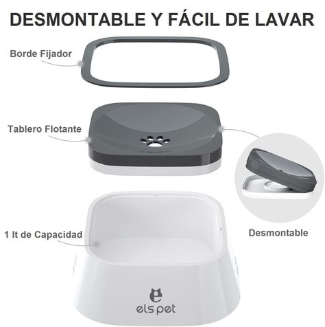 Plato Bebedero Antiderrame De Agua Mascotas - Perros Y Gatos-2