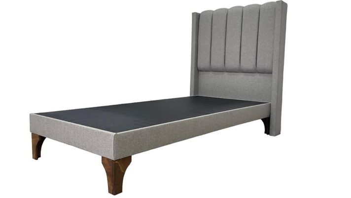 Cama plaza y media  base mas respaldo lino gris-0