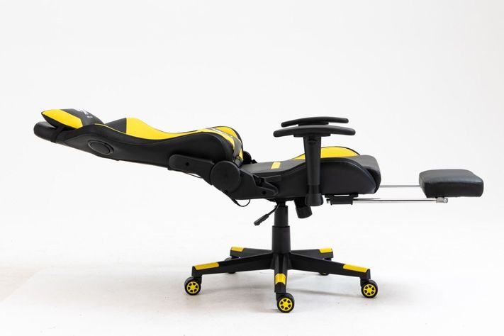 Silla Gamer Dragon Voolts Luces Led Bluetooth masajeador y apoya pies Amarillo/Negro-2