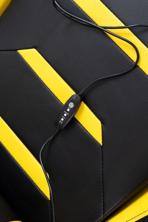 Silla Gamer Dragon Voolts Luces Led Bluetooth masajeador y apoya pies Amarillo/Negro-4