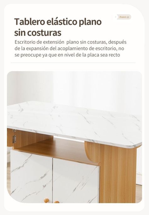 Mesa comedor Isla Multiuso Blanco/Bambú-7