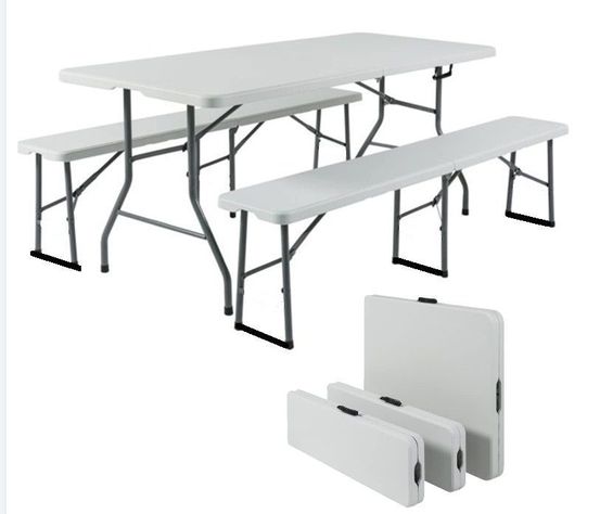 Juego de comedor plegable 1 mesa + 2 bancas-1