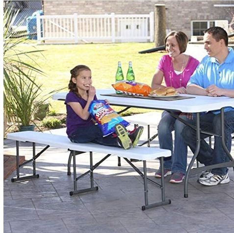 Juego de comedor plegable 1 mesa + 2 bancas-7