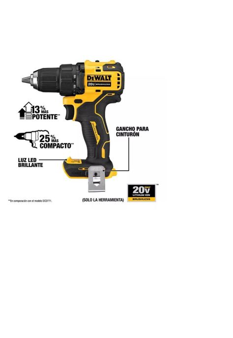 TALADRO ATORNILLADOR DEWALT DCD708D2-B2 ATOMIC 20V 1/2" + 2 BAT. 2.0AH +1 CARG-1