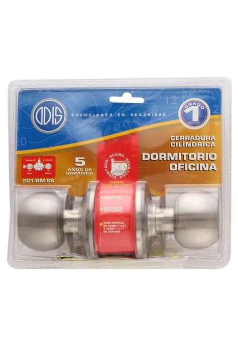 CERRADURA CILINDRICA ODIS 201 DORMITORIO INOX (35-55)BLISTER-4