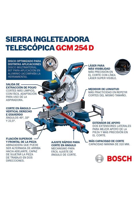 INGLETEADORA TELESCOPICA BOSCH GCM 254 PROF 1800W-9