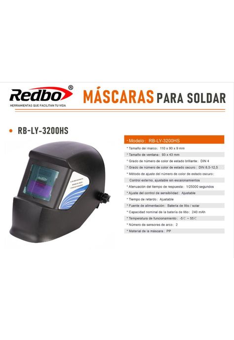 MASCARA SOLDAR FOTOSENSIBLE REDBO RB-LY-3200HS-4