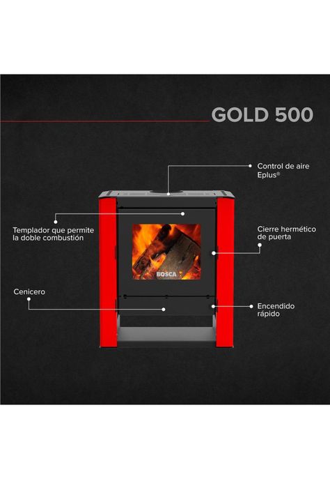 CALEFACTOR BOSCA A LEÑA GOLD 500 ROJO BV-6