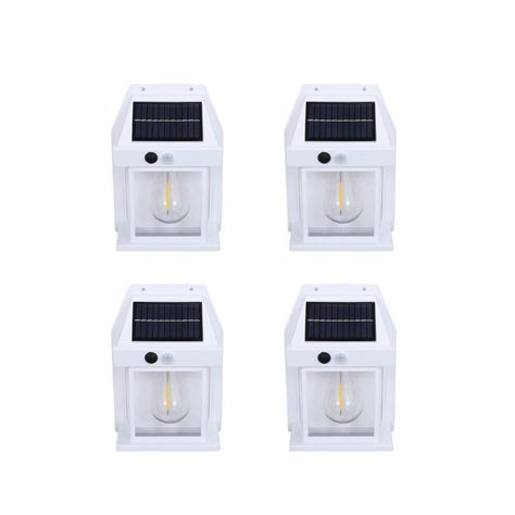 Pack 4 Aplique Lampara De Pared Solar Foco Sensor-0