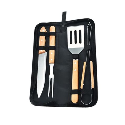 Set Utensilios 4 Piezas Para Asar Parrilla Barbacoa Estuche-0