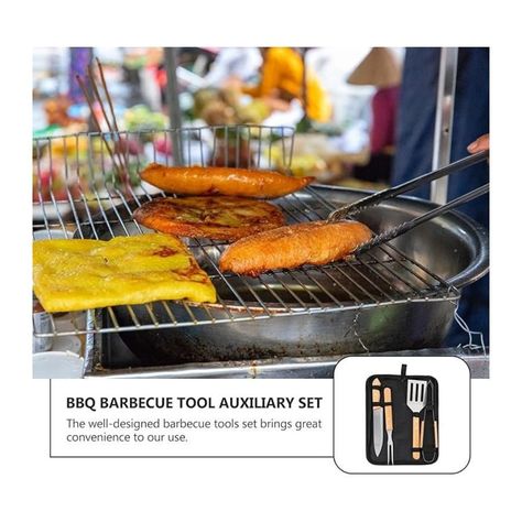 Set Utensilios 4 Piezas Para Asar Parrilla Barbacoa Estuche-4