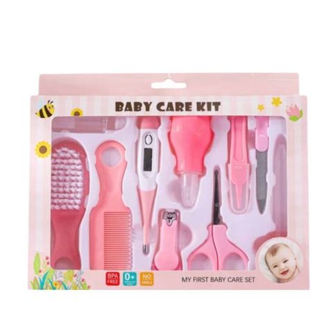 Set De Higiene Y Cuidados Del Bebé 10 piezas incluidas Rosado-0