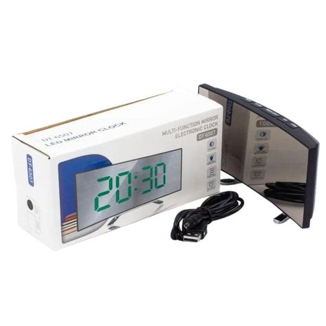 Reloj Led de Escritorio con Pantalla Curva Luz Verde-3