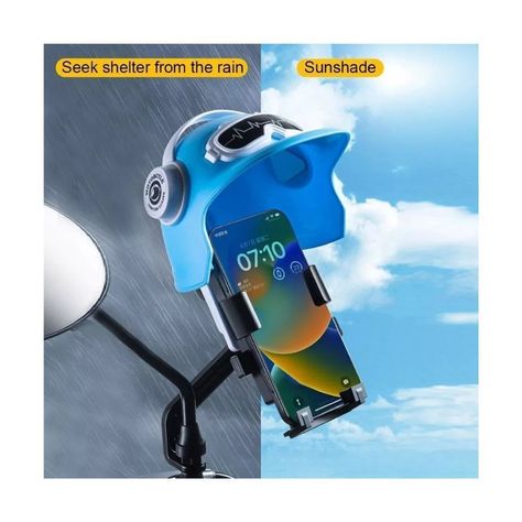 Soporte Celular Moto Con Casco Impermeable Parasol Y Lluvia-2