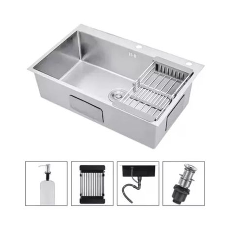 Deluxe Cocina Inoxidable Bajo Cubierta Lavaplatos 80x50x21cm-2