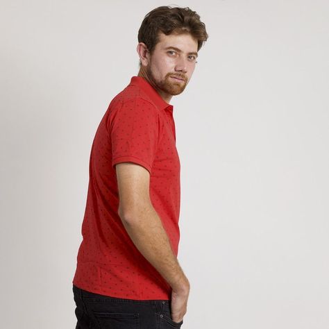 POLERA HOMBRE MC CUELLO POLO ROJA /CUADROS-4