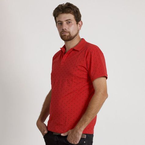 POLERA HOMBRE MC CUELLO POLO ROJA /CUADROS-2