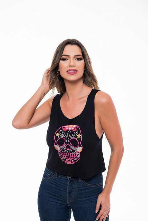 POLERA SM BORDADA SKULL BLACK RC-3-0
